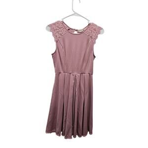 Altar’d State Pink Mauve Lace Cap Sleeve Fit Flare Dress Size S